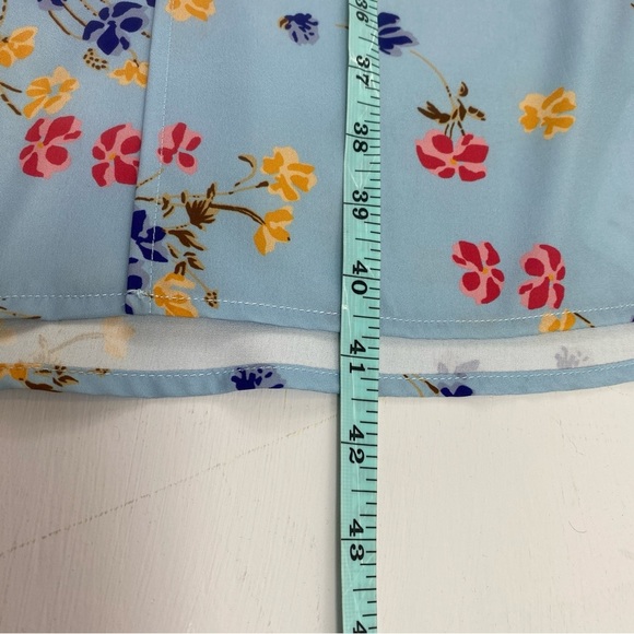 Cider‎ Spaghetti Strap Blue Floral Pattern High Slit Midi Dress Sz XL - Picture 12 of 13